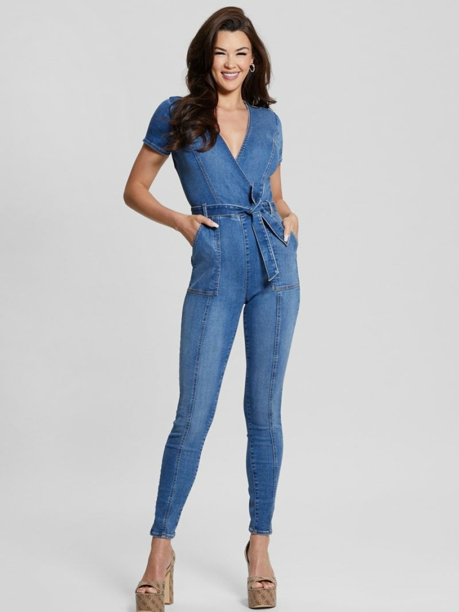 Women Guess Jeans & Denim | Eco Leslie Denim Jumpsuit Alta Wash